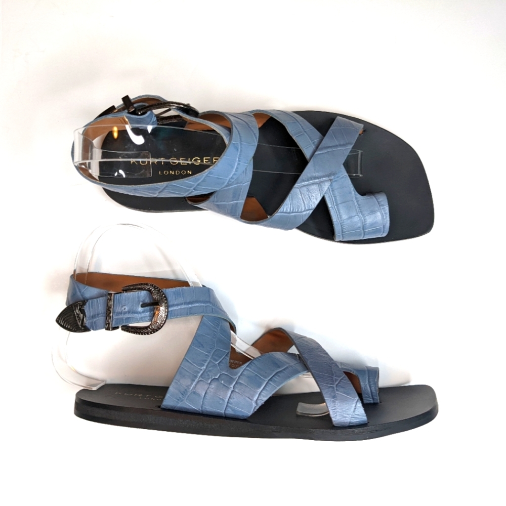 KURT GEIGER London Croc-Embossed Mia Sandals - Picture 2 of 6